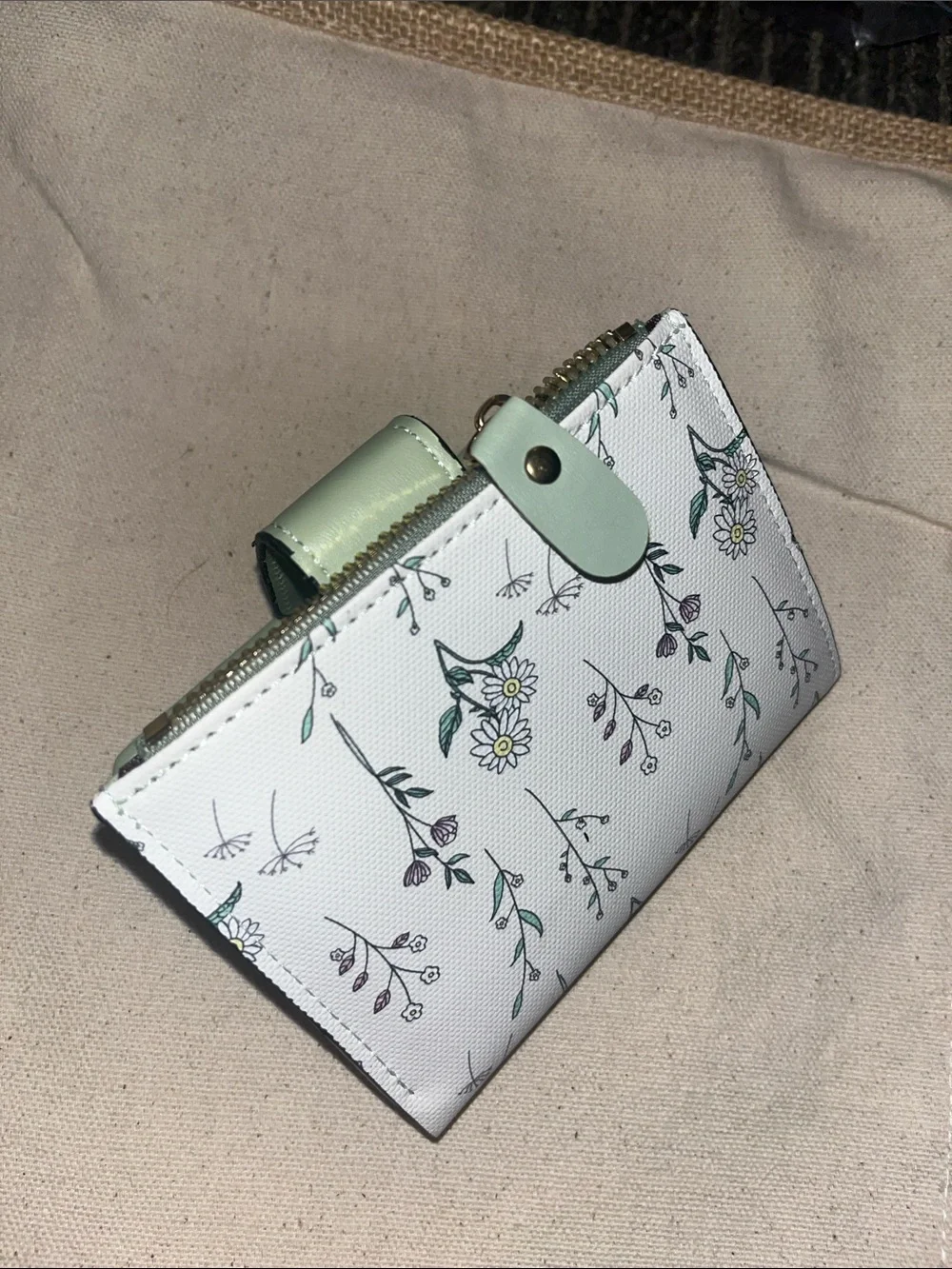Floral Print Mini Wallet with Mint Trim and Pink Pebbled Cardholder BNWOT 114